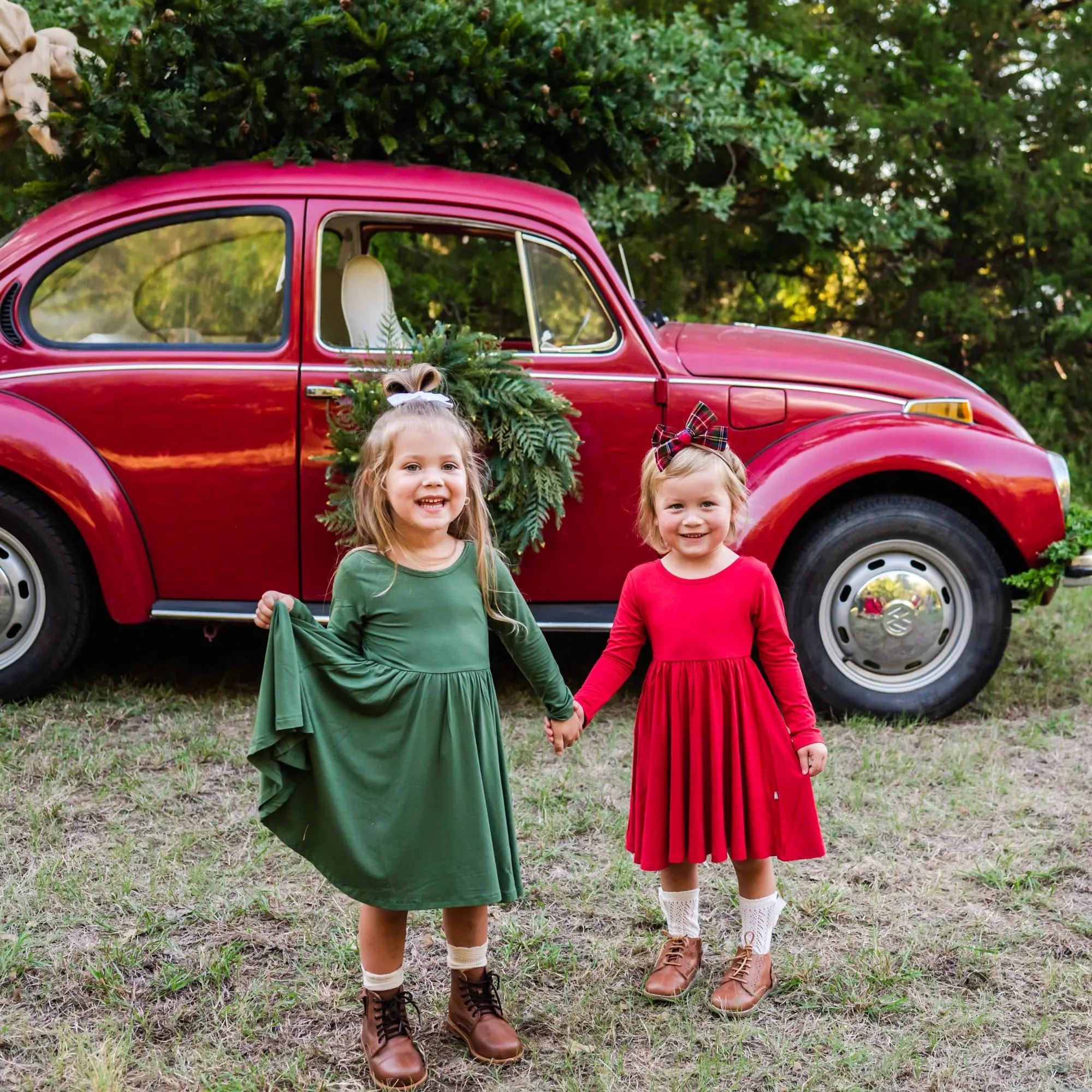 Long Sleeve Twirl Dress in Cardinal