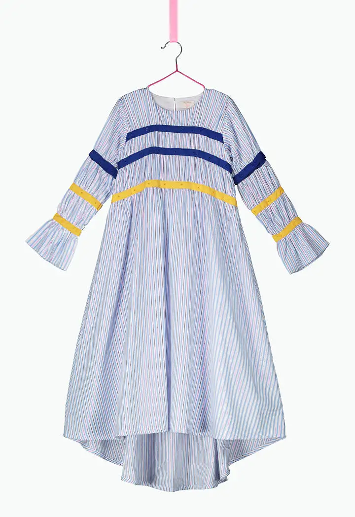 Lurex Stripe High Low Hem Dress