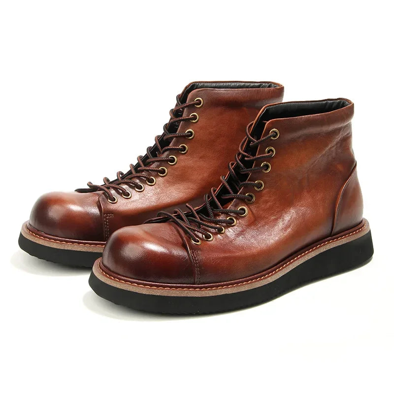 Men's Handmade Luxury Cow Leather Vintage British Style Ankle Boots