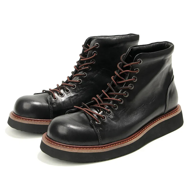 Men's Handmade Luxury Cow Leather Vintage British Style Ankle Boots