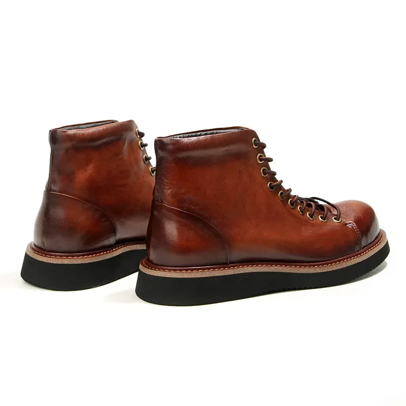 Men's Handmade Luxury Cow Leather Vintage British Style Ankle Boots