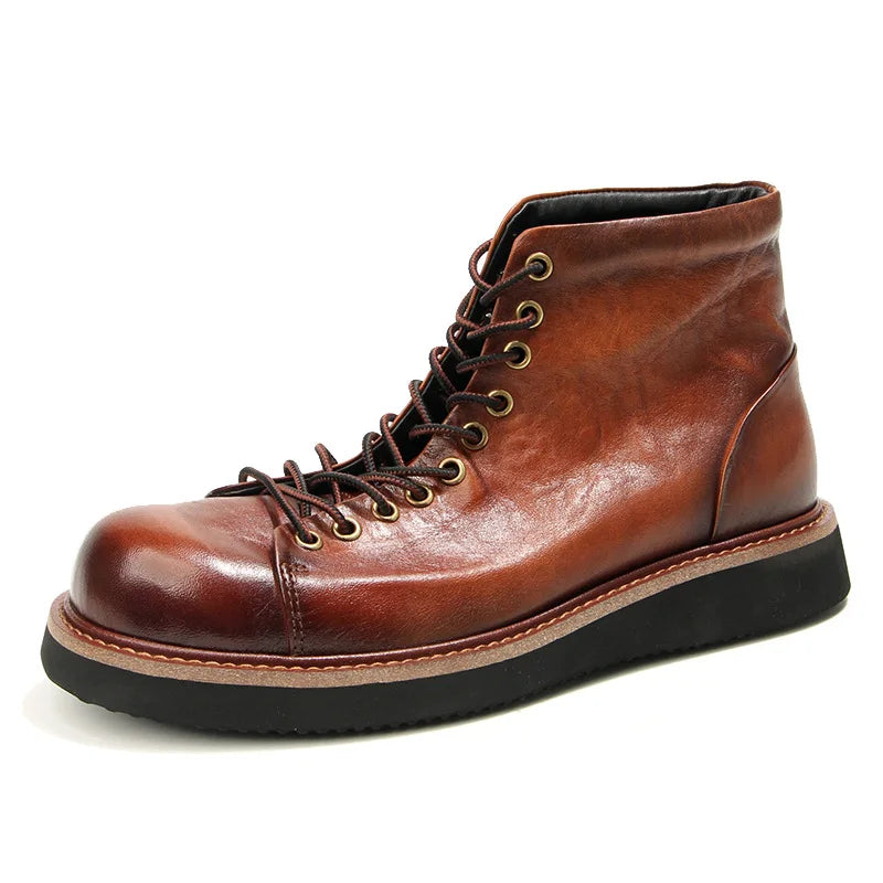 Men's Handmade Luxury Cow Leather Vintage British Style Ankle Boots