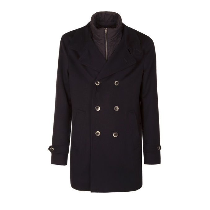 MIXED WOOL COAT Man Blue