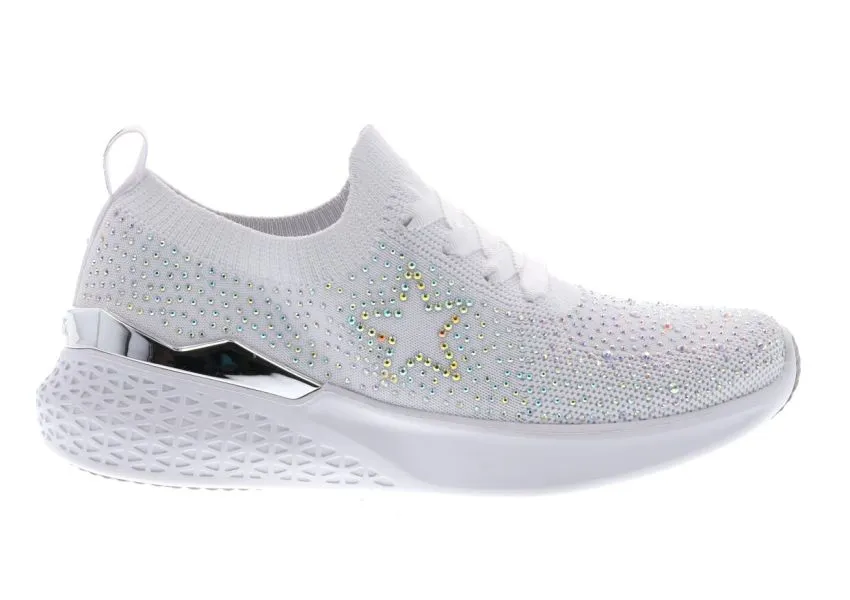 Monticello White Rainbow Rhinestone Slip-On Sneaker