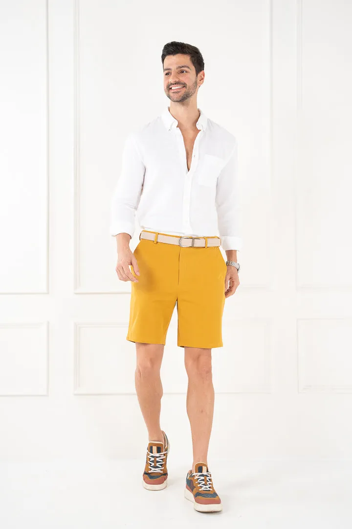 Mustard Stretch Chino Shorts