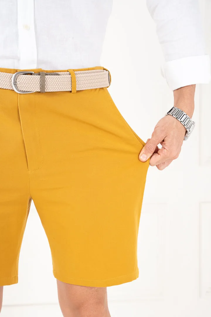 Mustard Stretch Chino Shorts