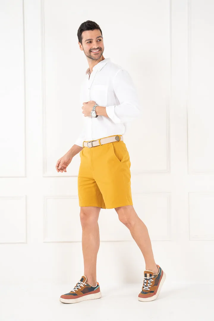 Mustard Stretch Chino Shorts