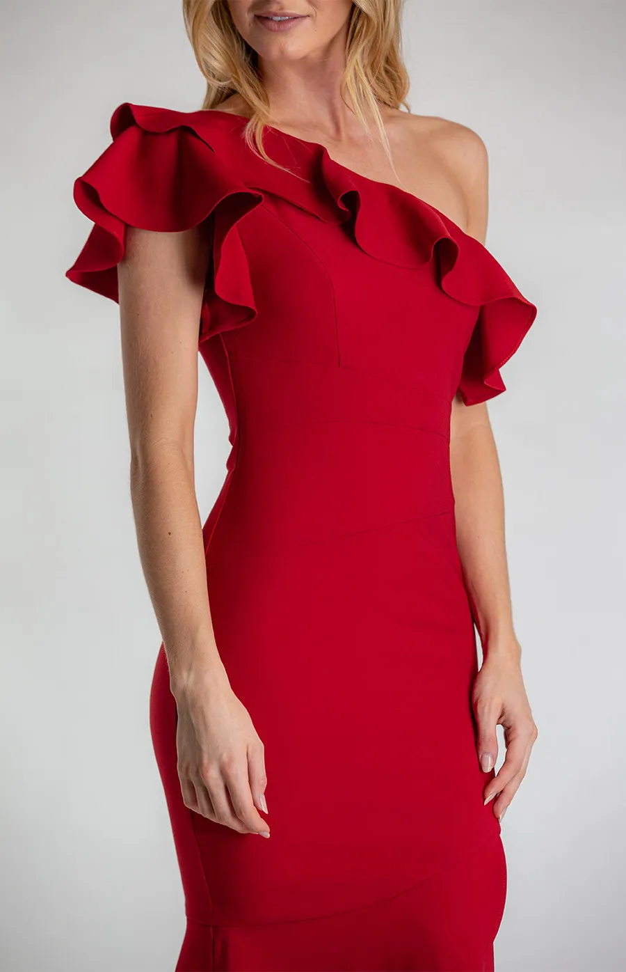 One Shoulder Frill Feature Dress (ADR968B) 