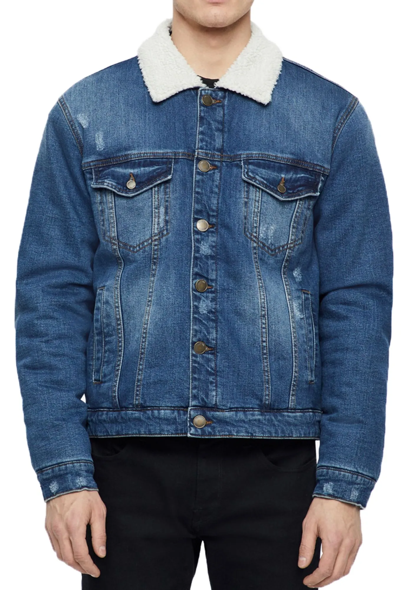 Only & Sons Louis Sherpa Denim Jacket Blue