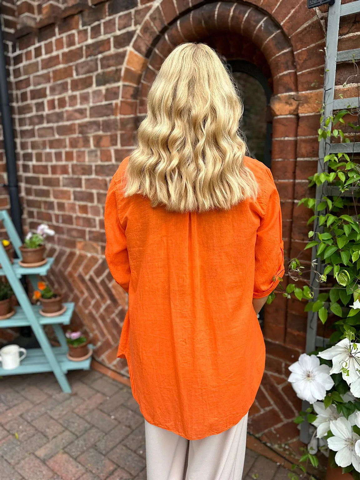 Orange Lightweight Top Pocket Shirt Hannah