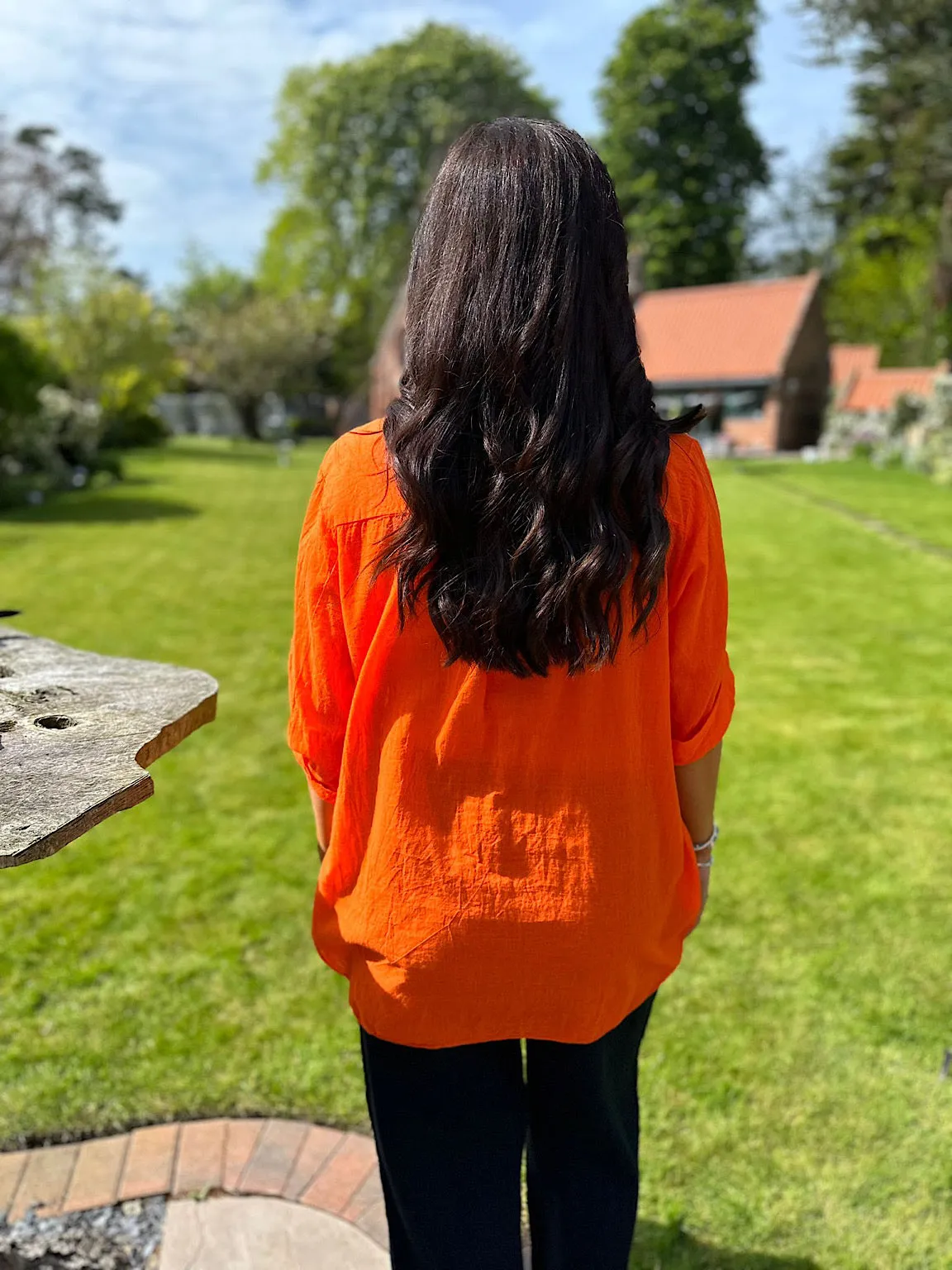 Orange Lightweight Top Pocket Shirt Hannah