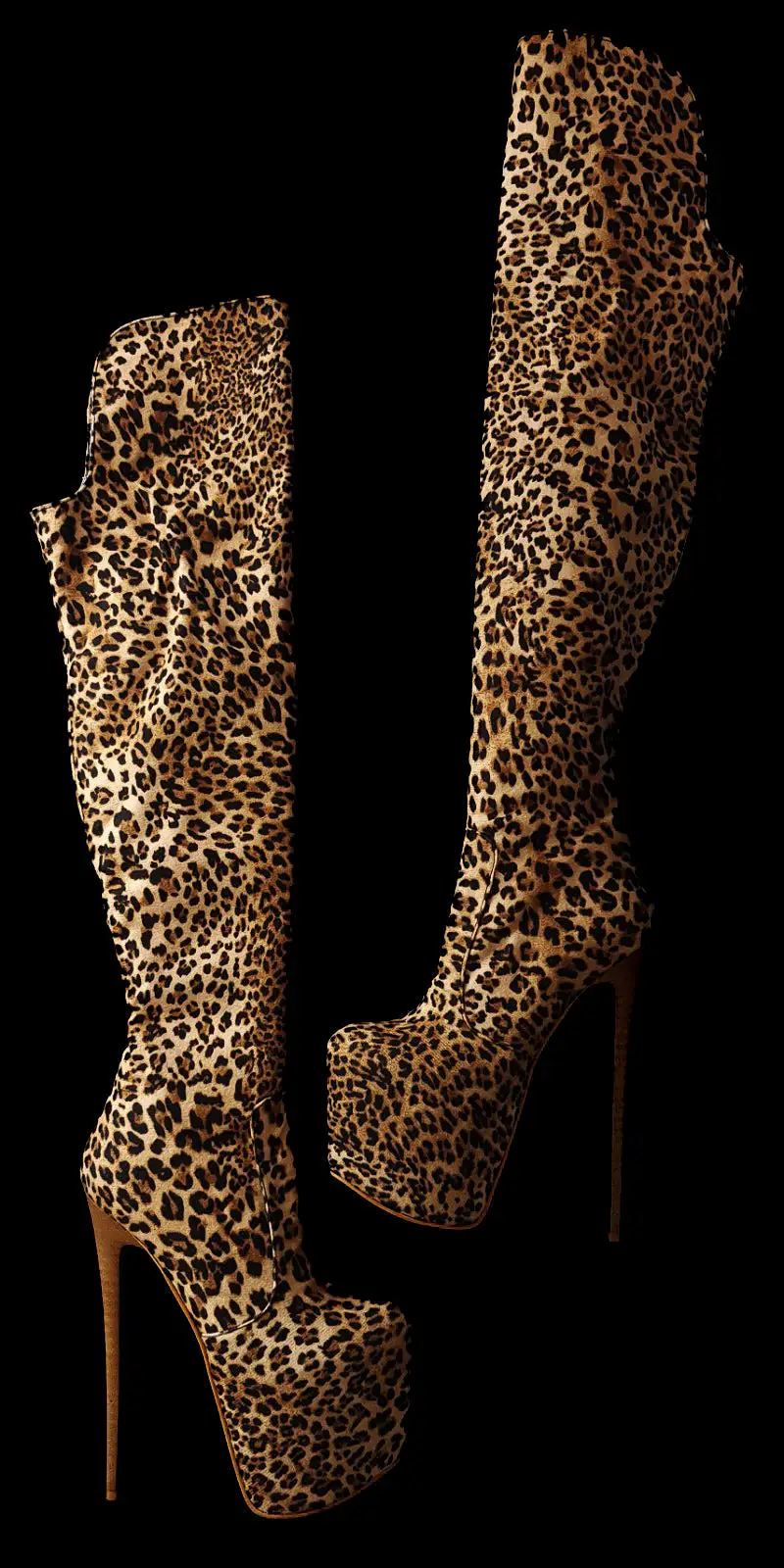 Over the Knee Leopard Platform Boots