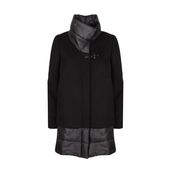 PADDED COAT IN WOOL AND NYLON Woman Black