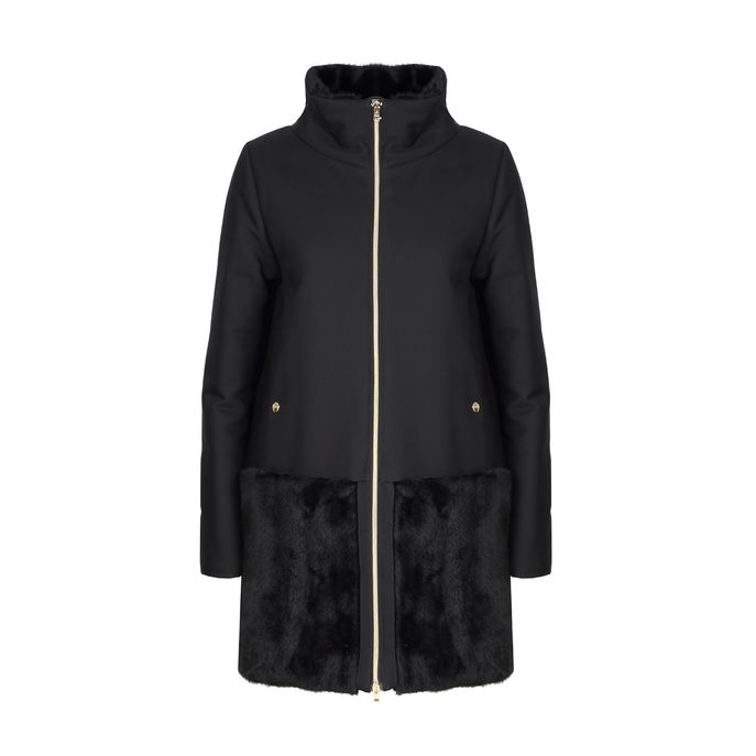 PADDED COAT WITH PLUSH DETAILS Girl Black