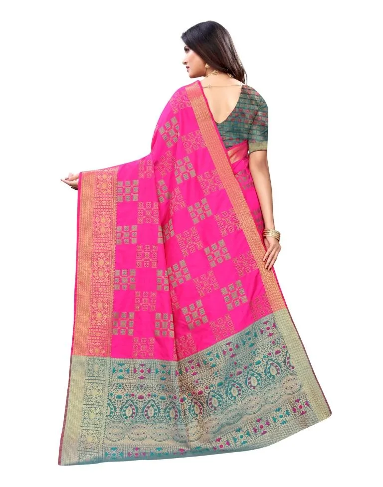 Pink Coloured Poly Silk Jacquard Partywear saree