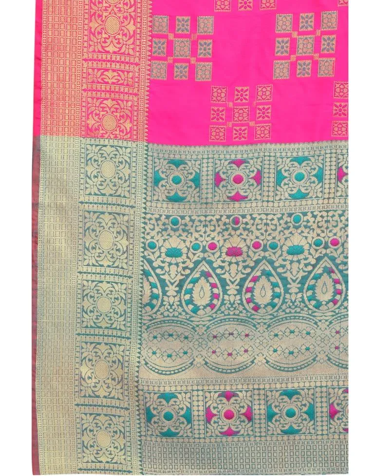 Pink Coloured Poly Silk Jacquard Partywear saree