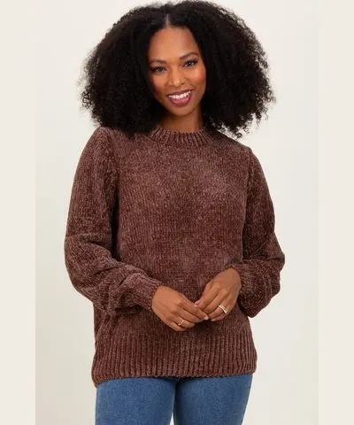 PinkBlush Brown Chenille Knit Sweater