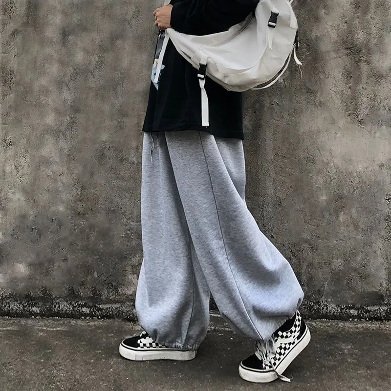 Plain Wide-Leg Jogger Pants dd9