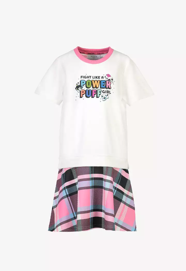 Powerpuff Girls Casual Chequered Hem Dress