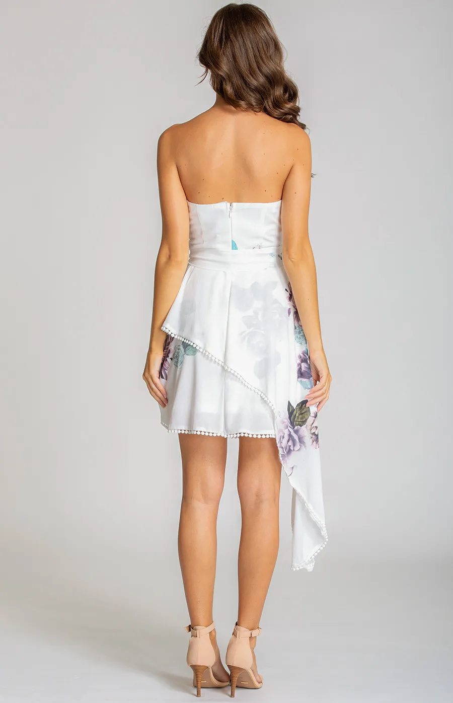 Printed Strapless Dress with Asymmetric Hemline (SDR532A)