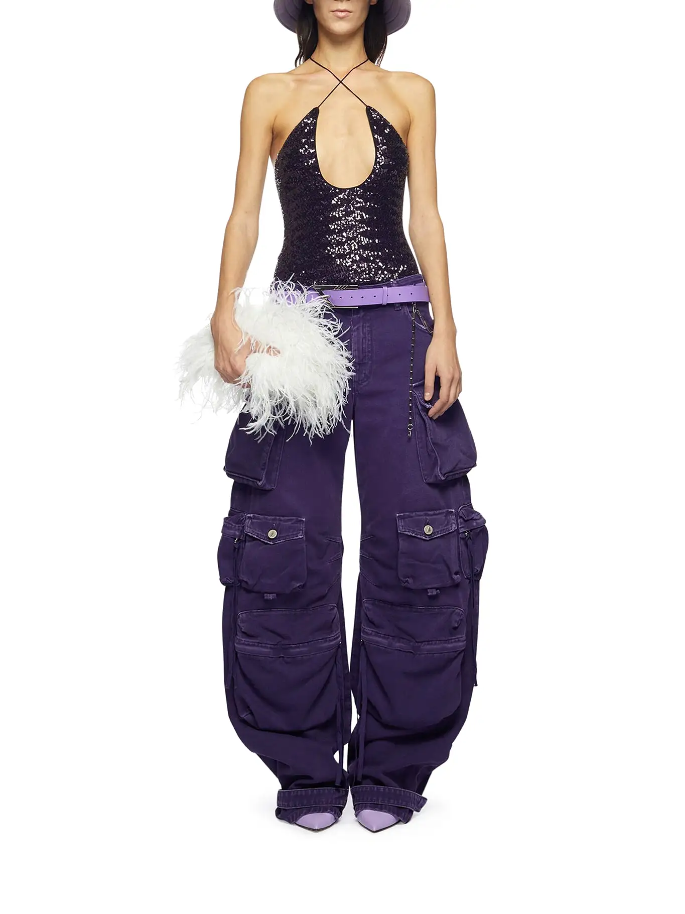 PURPLE ``FERN`` LONG PANTS