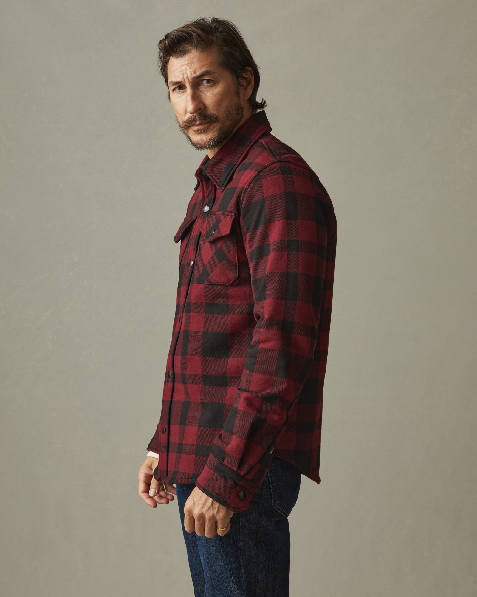 Redwood Fleece Overshirt - Oxblood Plaid