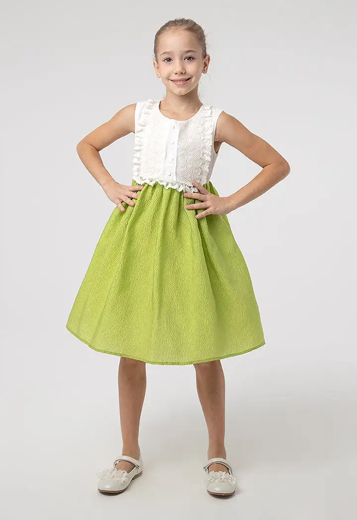 Sleeveless Lurex Tulle Embellish Girls Dress