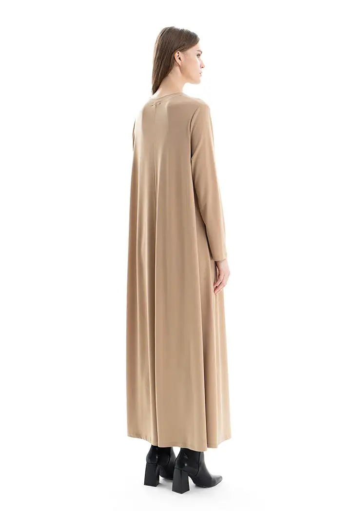 Solid Crew Neck Maxi Dress