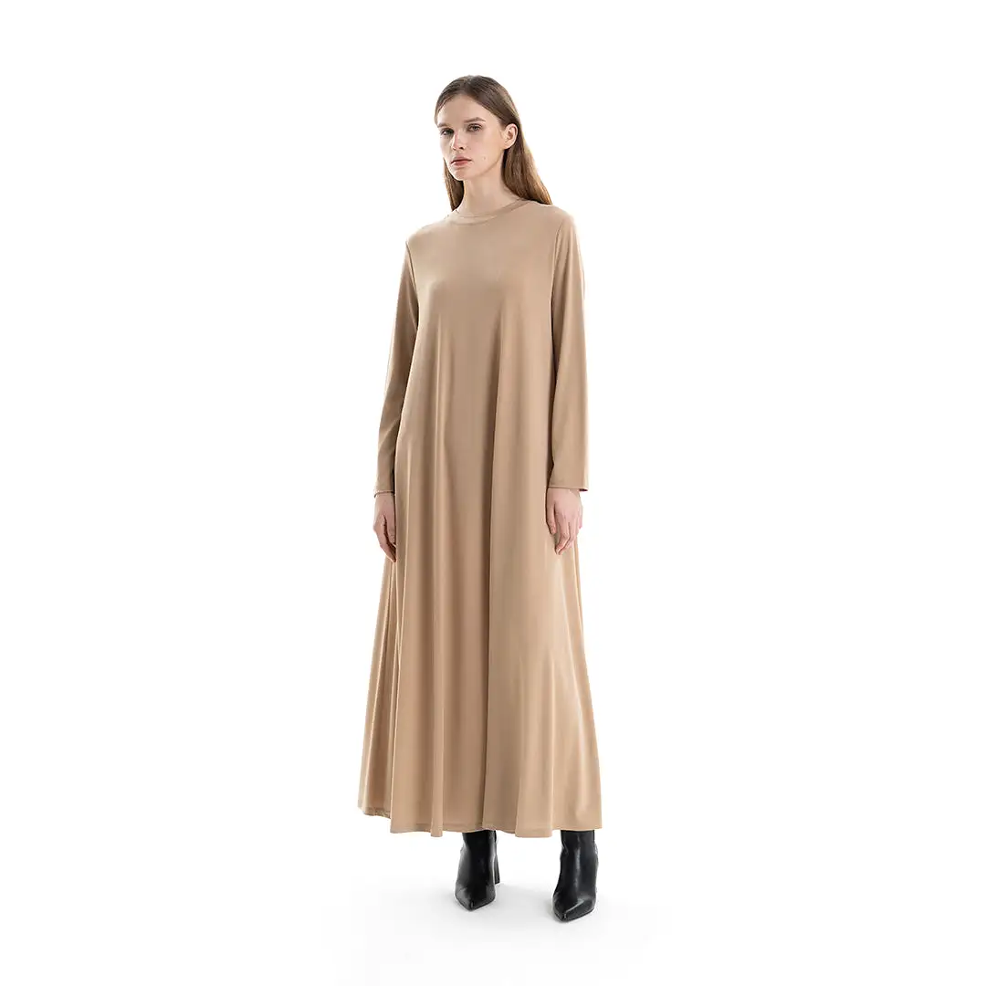 Solid Crew Neck Maxi Dress