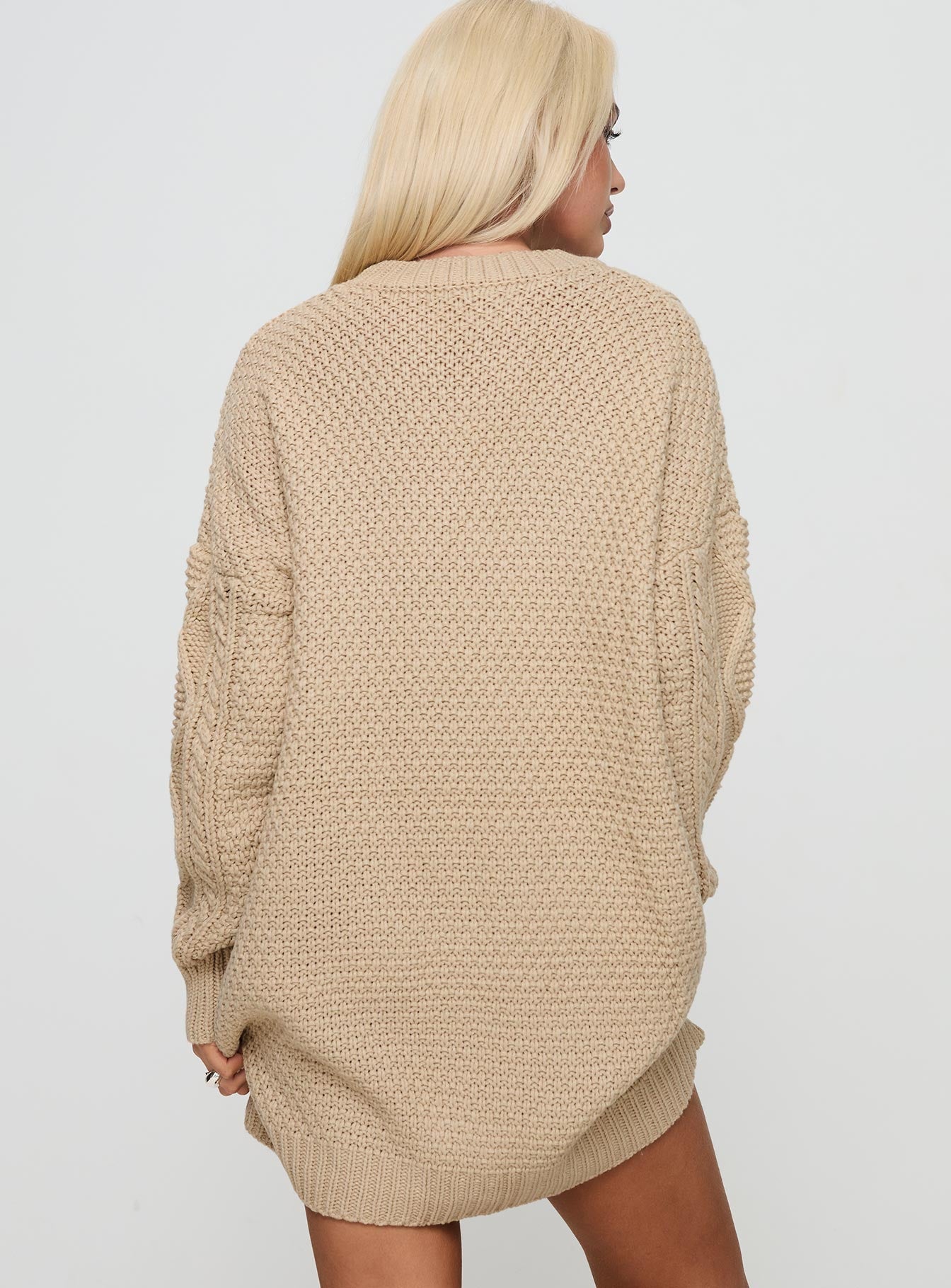 Stellon Knit Sweater Mini Dress Latte