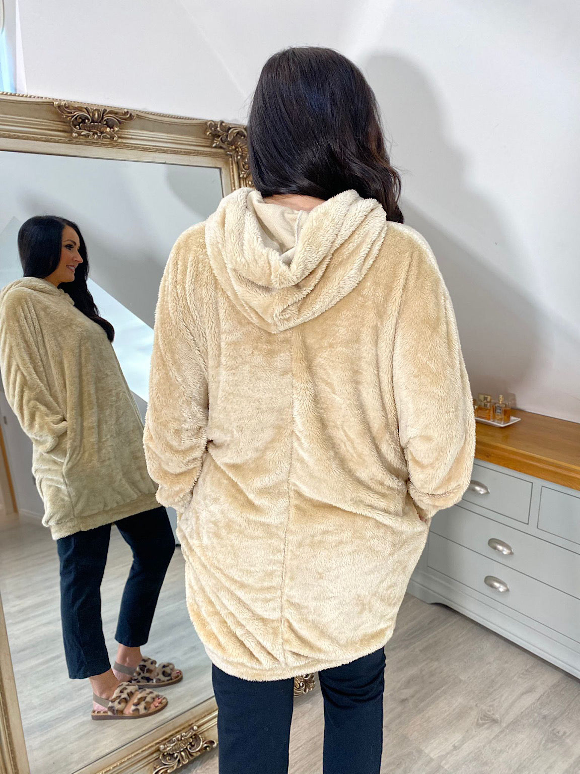 Stone Fluffy Pocket Hoodie