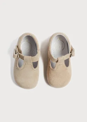 T-Bar Suede Baby Shoes in Beige (20-24EU)