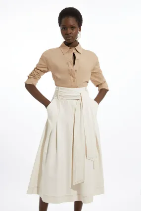 Tailored Full Skirted Belted Midaxi Skirt | Karen Millen