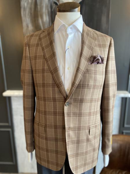 TAN AND BROWN PLAID SPORTCOAT