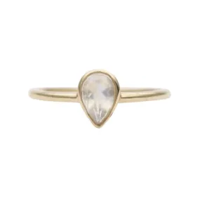 Teardrop Moonstone Ring 14K Gold Bezel Set Engagement Ring AD1233