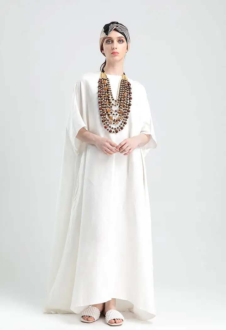 Textured Linen Long Flared Dress