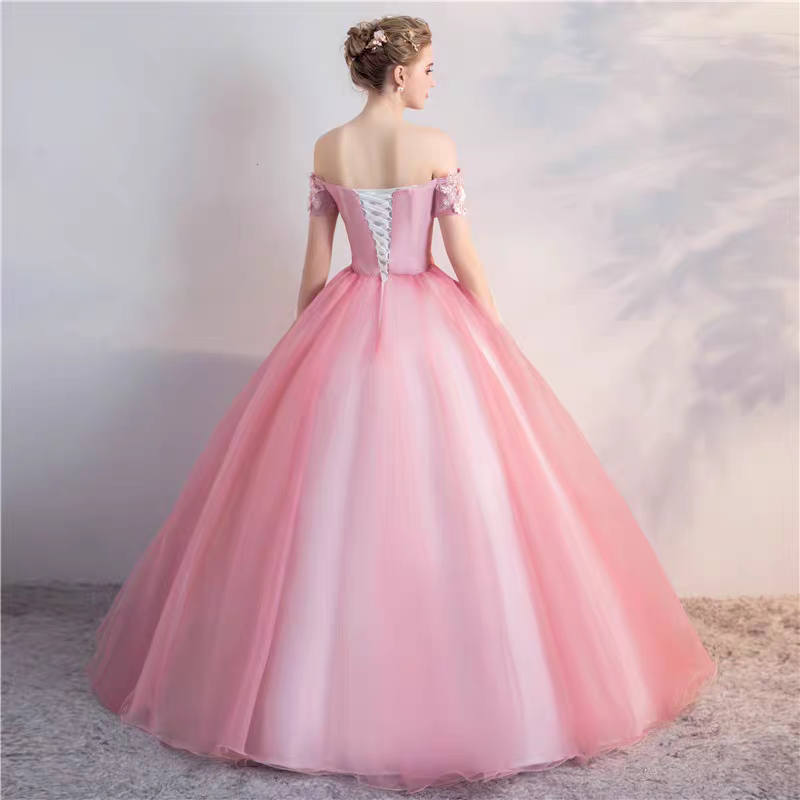 The Mallory Pink Ball Off Shoulder/Sleeveless Gown (Available in 2 Designs)