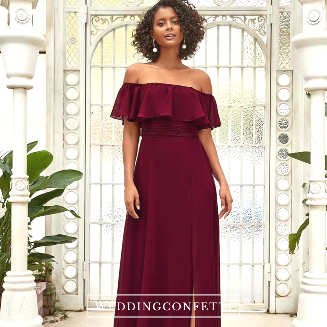 The Rosemary Off Shoulder Gown (Available in 14 Colours)