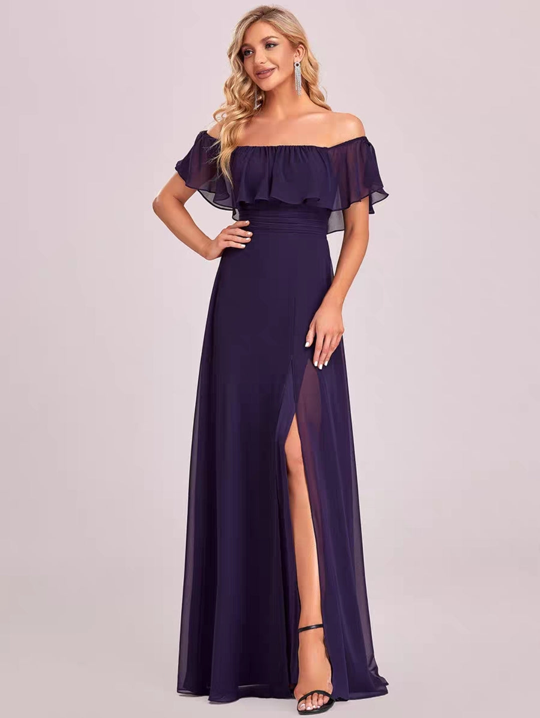 The Rosemary Off Shoulder Gown (Available in 14 Colours)