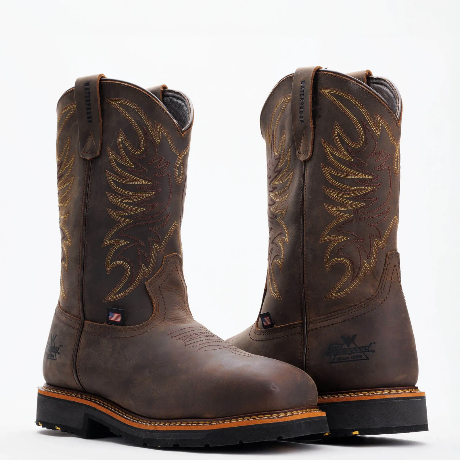 Thorogood Boots 804-4337 11″ Waterproof Crazy Horse Western Work Pull On Safety Toe Boot - Made in USA