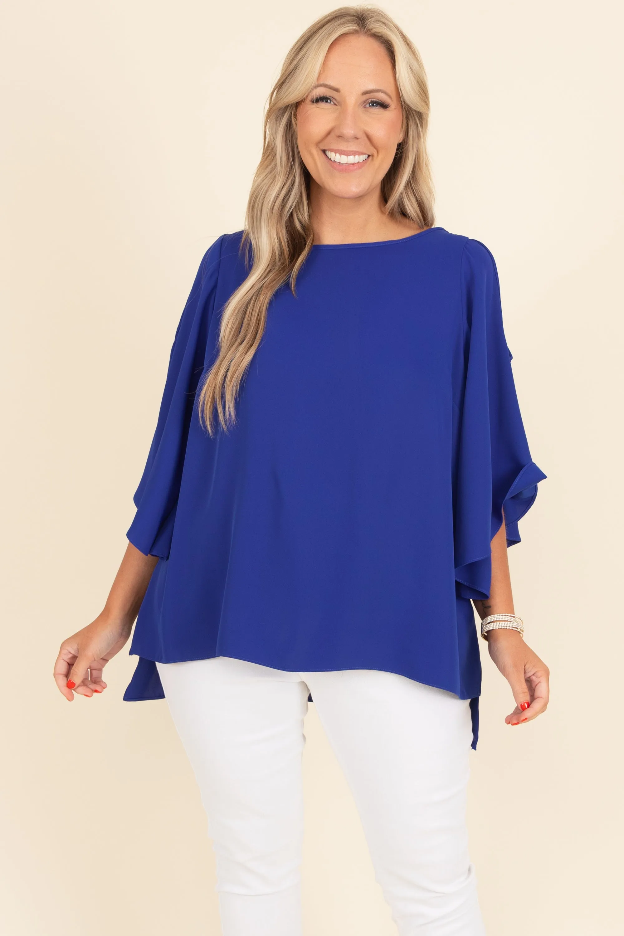 Toasted Coconut Top, Royal Blue