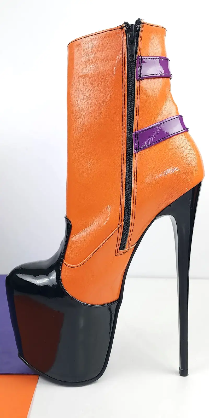 Tri-Color Belted Pencil Heel Rocker Boots