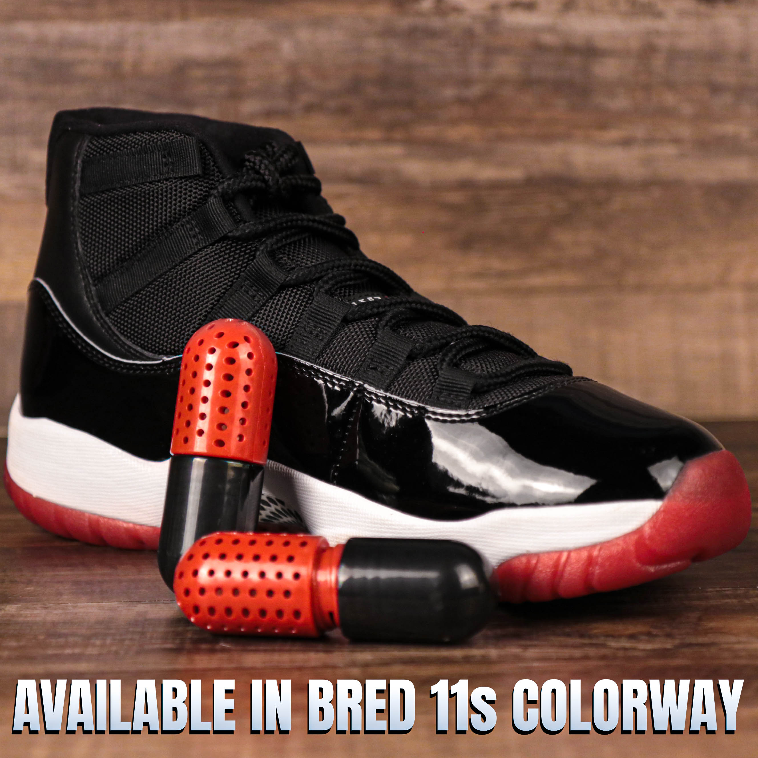 Two Pill Shape Sneaker Deodorizer Matching Bred 11s | Red And Black Sneaker Deodorizers