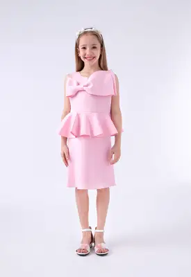 Uneven Bow Sleeveless Dress