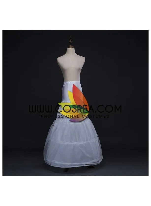 White 2 Tier Even Length Mermaid Tail Petticoat