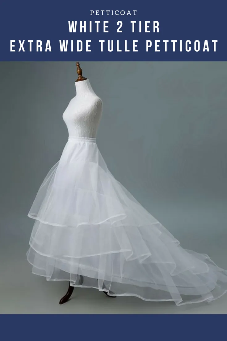 White 2 Tier Extra Wide Tulle Petticoat