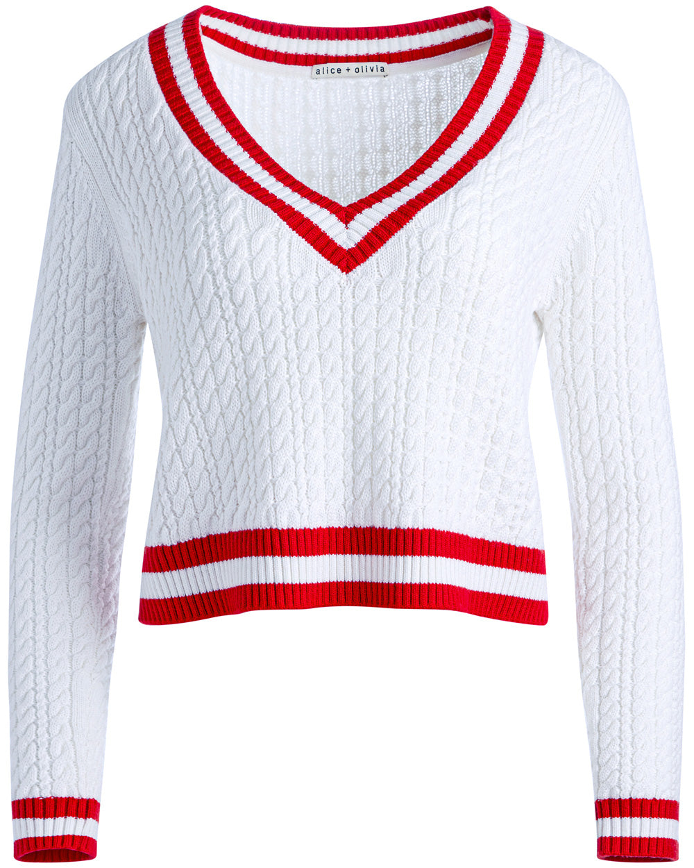 White and Ruby Marika Cable Knit Sweater