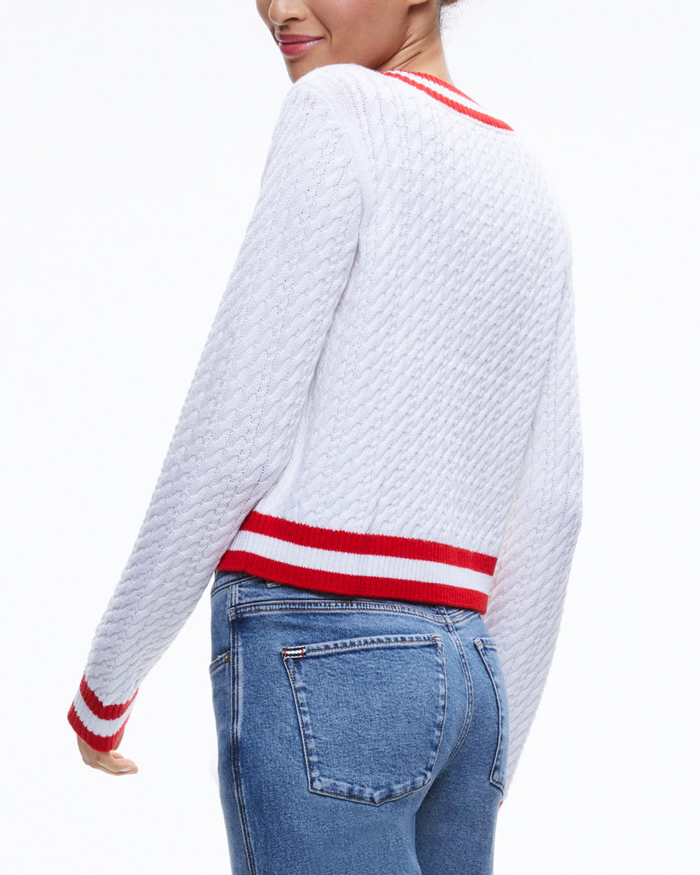 White and Ruby Marika Cable Knit Sweater