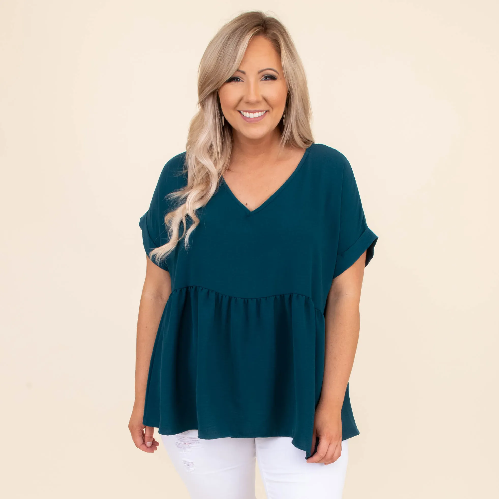 Wide Eyed Gaze Top, Teal