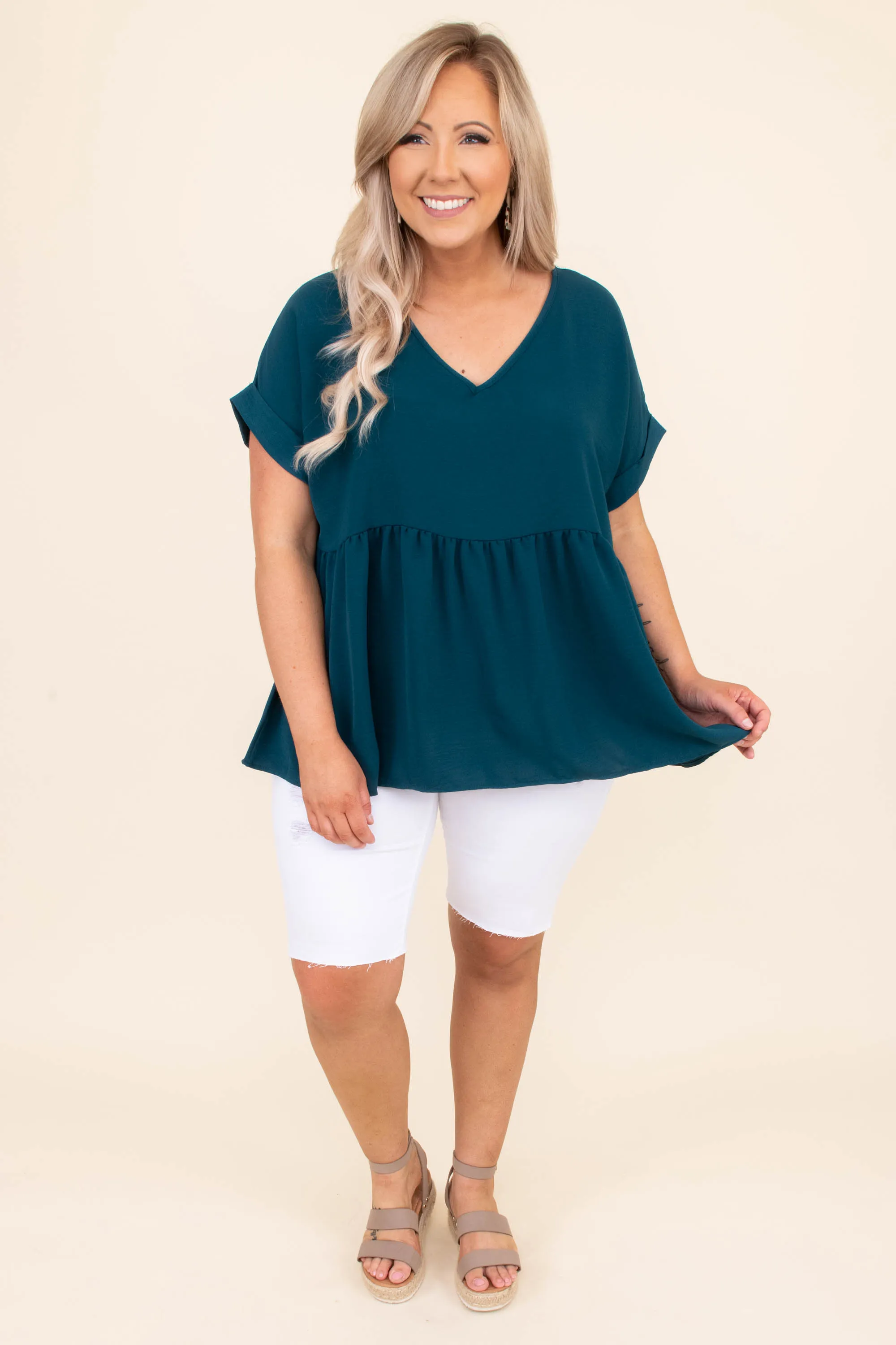 Wide Eyed Gaze Top, Teal